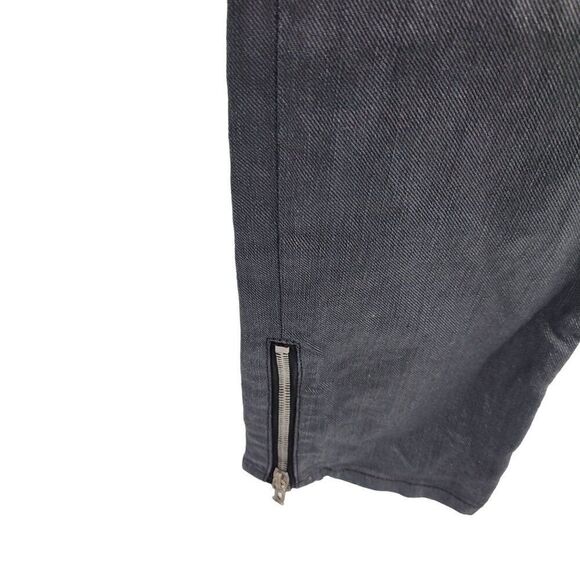Galliano Black Waxed Moto Jeans 32 Ankle Zip Pockets Military Trenchcore Italy - Picture 5 of 15